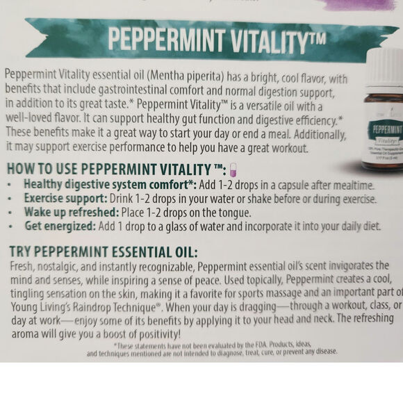NEW! YOUNG LIVING PEPPERMINT VITALITY Therapeautic-grade essential oil - Picture 3 of 3